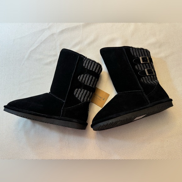 NWT bearpaw black sheep suede and wool lining women’s boots size 10 knit details - Picture 2 of 13
